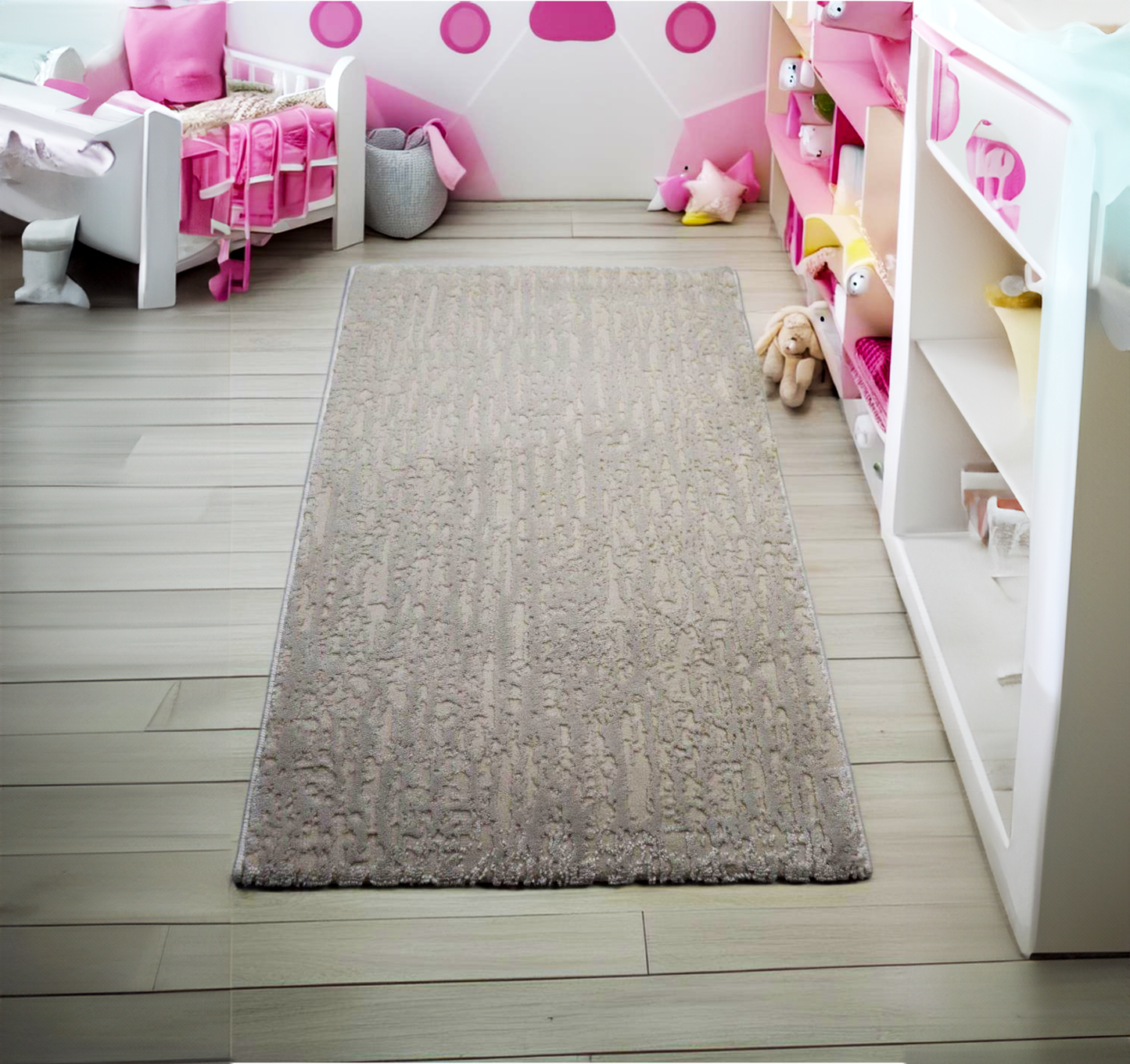 Covor Ivory Serenity, Living/Dormitor, Alb Ivory, Incalzire in pardoseala, Fir Scurt 11 mm, Dimensiuni 80x150 cm, 2200 g/m², BravaCasa