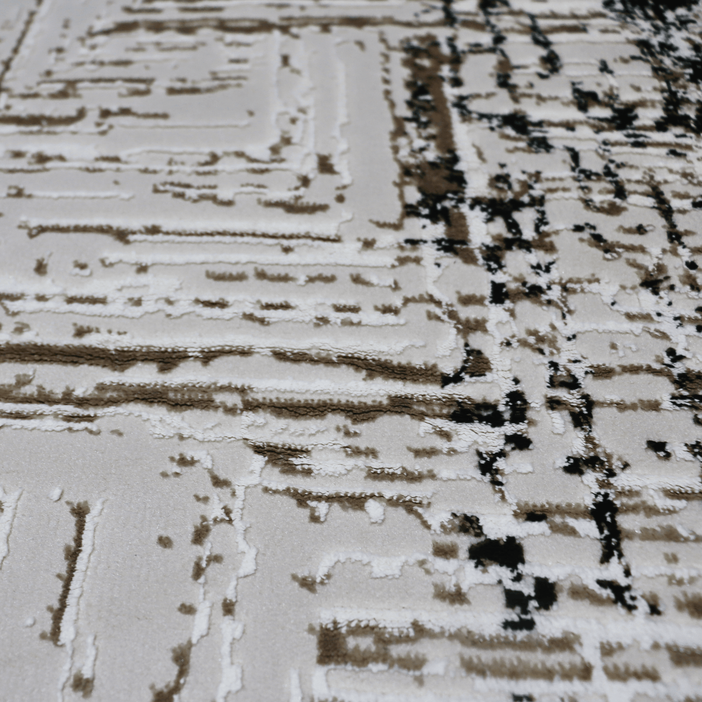 Covor Equilibrium, Living/Dormitor, Negru, Alb si Gri, Incalzire in pardoseala, Fir Scurt 8 mm , Dimensiuni 80x150 cm, 1750 g/m², BravaCasa