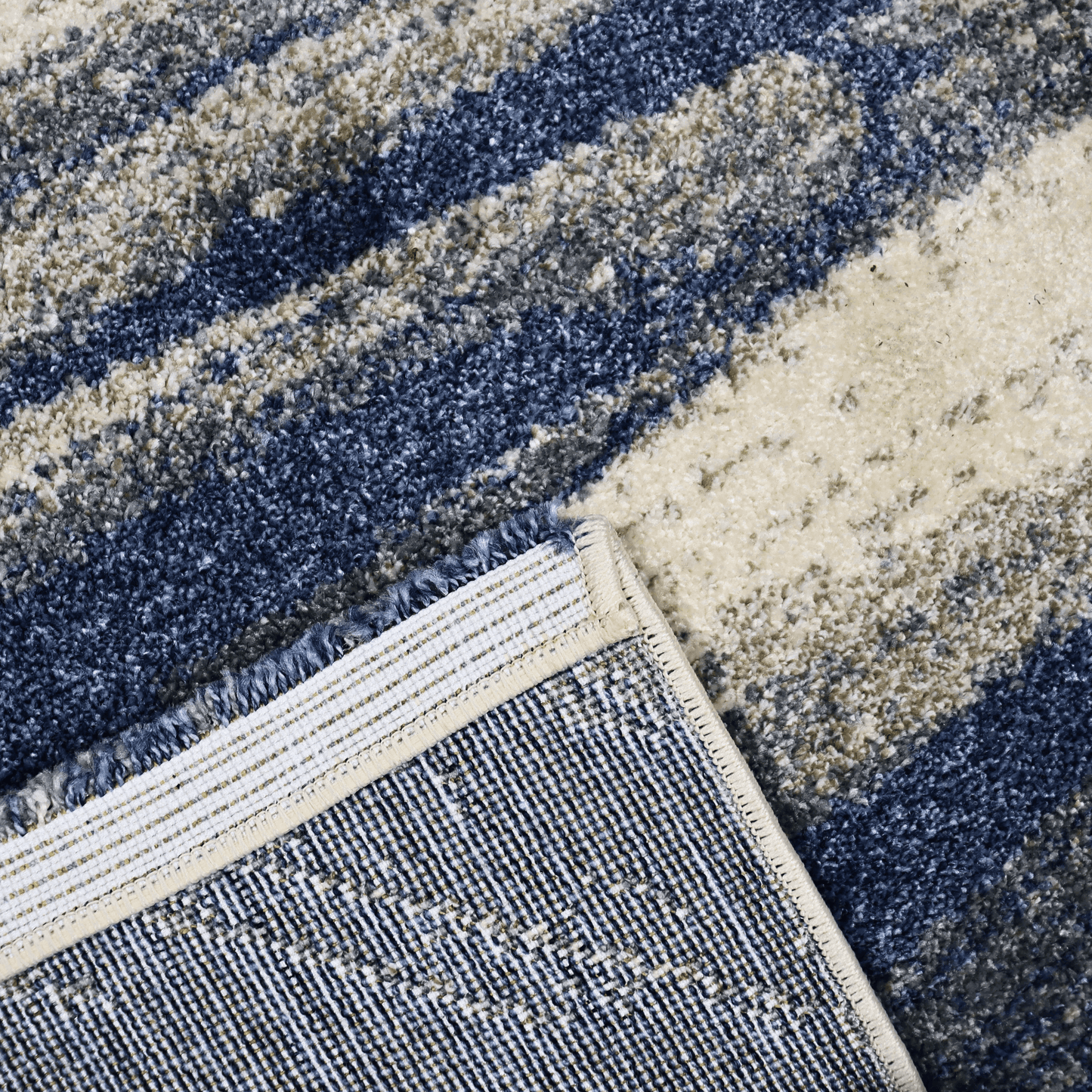 Covor Blue Pearl, Living/Dormitor, Albastru, Alb, Incalzire in pardoseala, Fir Scurt 12 mm, Dimensiuni 80x150 cm, 2300 g/m², BravaCasa