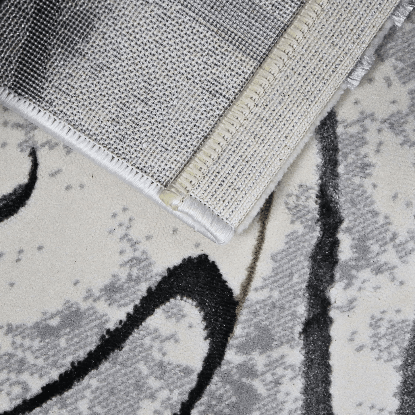 Covor Twilight Dance, Living/Dormitor, Negru, Crem, Gri si Galben, Incalzire in pardoseala, Fir Scurt 8 mm, Dimensiuni 80x150 cm, 1750 g/m², BravaCasa