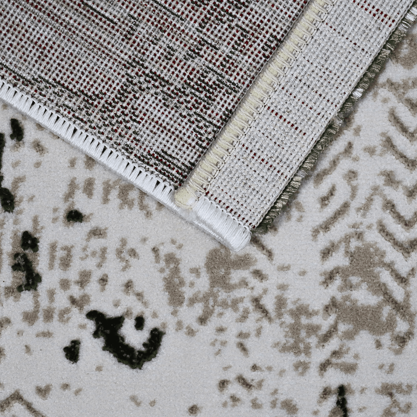 Covor Viridi Harmonia, Living/Dormitor, Verde, crem, auriu, Incalzire in pardoseala, Fir Scurt 8 mm , Dimensiuni 80x150 cm, 1750 g/m², BravaCasa