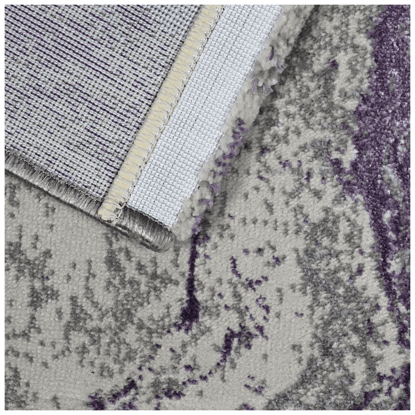 Covor Lunar Swirl, Living/Dormitor, Mov si Crem, Incalzire in pardoseala, Fir Scurt 10 mm, Dimensiuni 80x150 cm, 2000 g/m², BravaCasa