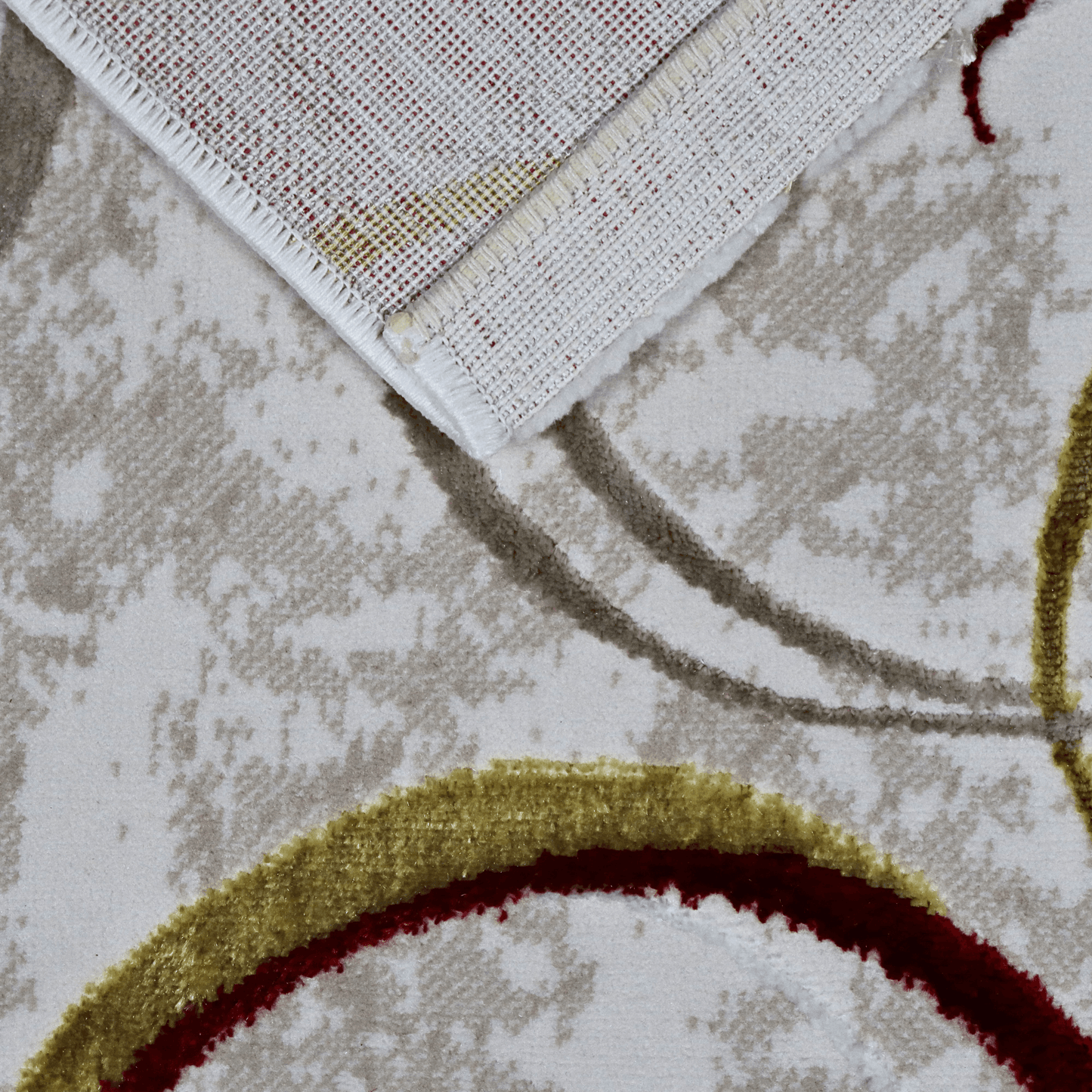 Covor Rubra Elegantia, Living/Dormitor, Rosu cu Bej si Crem, Incalzire in pardoseala, Fir Scurt 8 mm, Dimensiuni 80x150 cm, 1750 g/m², BravaCasa