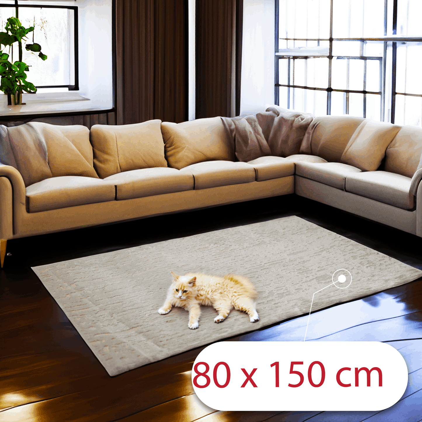 Covor Ivory Serenity, Living/Dormitor, Alb Ivory, Incalzire in pardoseala, Fir Scurt 11 mm, Dimensiuni 80x150 cm, 2200 g/m², BravaCasa