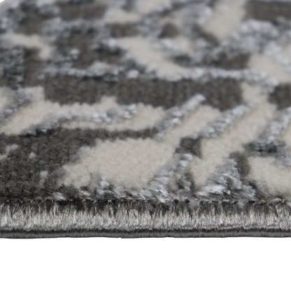 Covor Olympus Grid, Living/Dormitor, Gri si Crem, Incalzire in pardoseala, Fir Scurt 8 mm, Dimensiuni 80x150 cm, 1750 g/m², BravaCasa