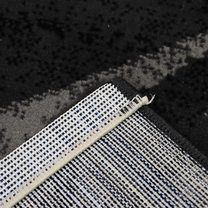 Covor Obsidian Tide, Negru/Alb/Gri, Incalzire in pardoseala, Fir Scurt si Des de 8 mm, 80x150 cm, 1300 g/m², BravaCasa