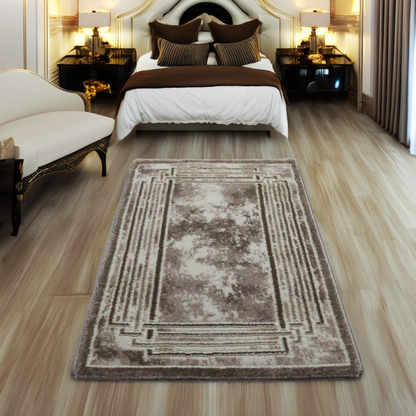 Covor Beige Helikon, Living/Dormitor, Bej, Crem, Incalzire in pardoseala, Fir Scurt 12 mm, Dimensiuni 80x150 cm, 2300 g/m², BravaCasa