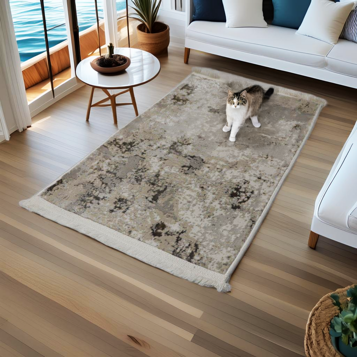 Covor Grigia Tassara, Living/Dormitor, Gri Antracit, Incalzire in pardoseala, Fir Scurt 7 mm, Dimensiuni 80x150 cm, 2000 g/m², BravaCasa