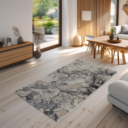 Covor Nimbus Harmony, Living/Dormitor, Gri si Crem, Incalzire in pardoseala, Fir Scurt 11 mm , Dimensiuni 80x150 cm, 2200 g/m², BravaCasa