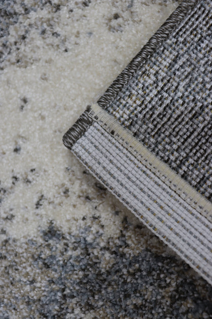 Covor Punctira Cremoza, Living/Dormitor, Albastru, Crem, Maro, Incalzire in pardoseala, Fir Scurt 12 mm, Dimensiuni 80x150 cm, 2300 g/m², BravaCasa