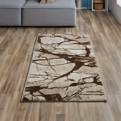 Covor Amber Coastline, Living/Dormitor, Maro si Crem, Incalzire in pardoseala, Fir Scurt 11 mm, Dimensiuni 80x150 cm, 2200 g/m², BravaCasa