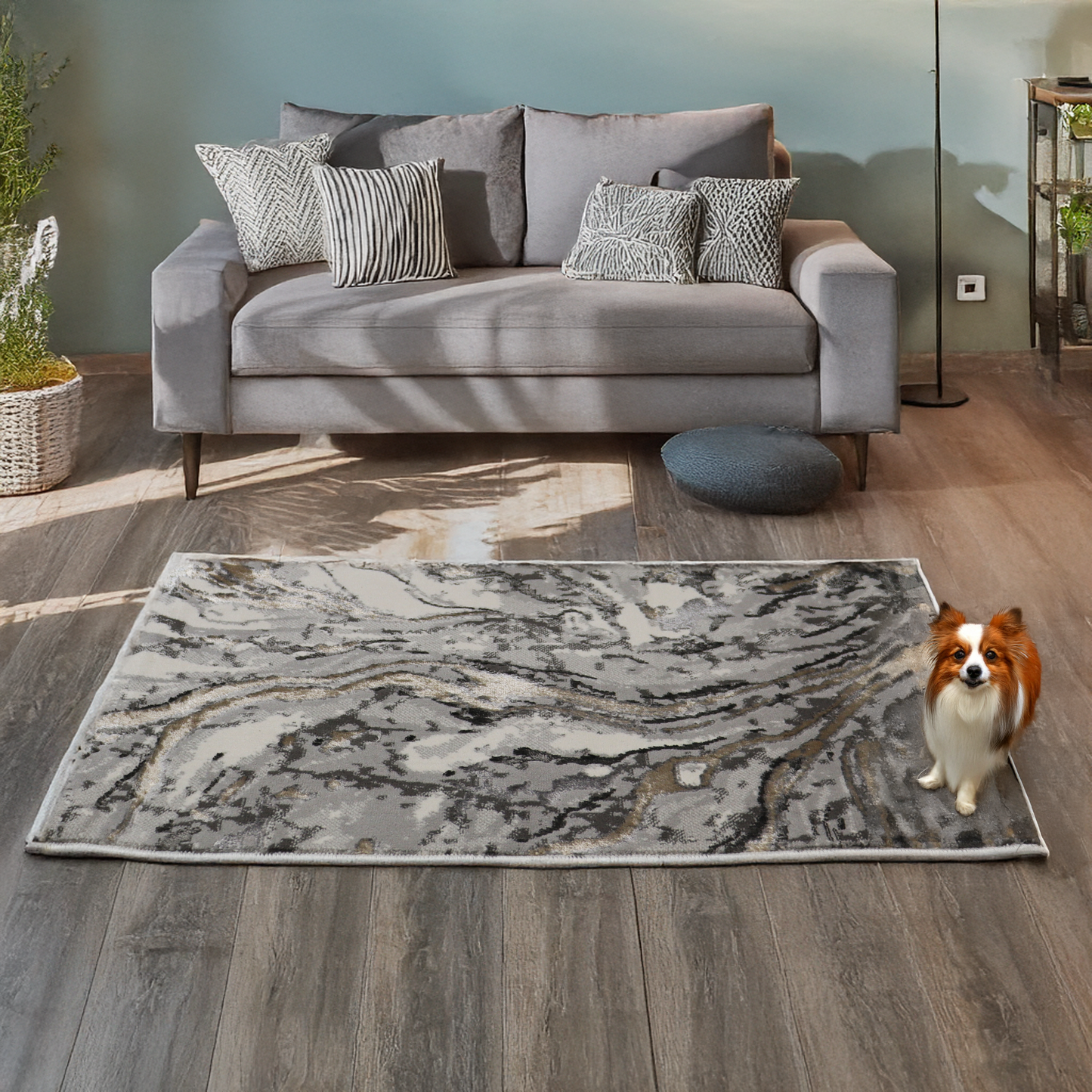 Covor Solmira, Living/Dormitor, Maro, Crem, Auriu, Incalzire in pardoseala, Fir Scurt 8 mm, Dimensiuni 80x150 cm, 1750 g/m², BravaCasa