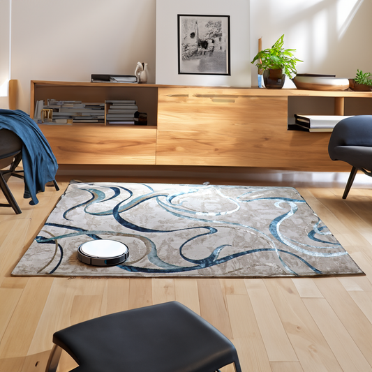 Covor Cyanterra, Living/Dormitor, Negru, Alb si Gri, Incalzire in pardoseala, Fir Scurt 8 mm , Dimensiuni 80x150 cm, 1750 g/m², BravaCasa