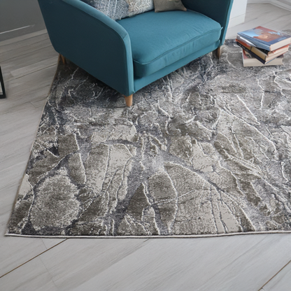 Covor Obsidian Mist, Living/Dormitor, Albastru, Gri, Incalzire in pardoseala, Fir Scurt 11 mm, Dimensiuni 80x150 cm, 2200 g/m², BravaCasa