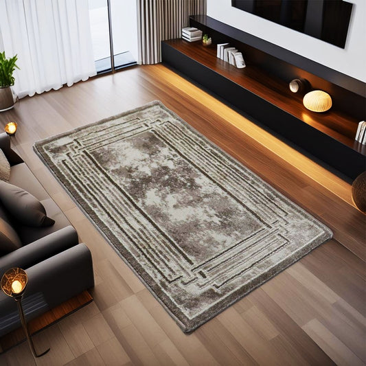 Covor Beige Helikon, Living/Dormitor, Bej, Crem, Incalzire in pardoseala, Fir Scurt 12 mm, Dimensiuni 50x80 cm, 2300 g/m², BravaCasa