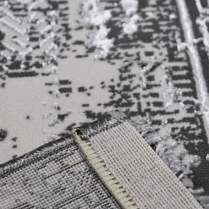 Covor Olympus Grid, Living/Dormitor, Gri si Crem, Incalzire in pardoseala, Fir Scurt 8 mm, Dimensiuni 80x150 cm, 1750 g/m², BravaCasa