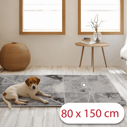 Covor Triangora Essence, Living/Dormitor, Gri, Crem, Negru, Incalzire in pardoseala, Fir Scurt 12 mm, Dimensiuni 80x150 cm, 2300 g/m², BravaCasa