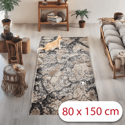 Covor Nimbus Harmony, Living/Dormitor, Gri si Crem, Incalzire in pardoseala, Fir Scurt 11 mm , Dimensiuni 80x150 cm, 2200 g/m², BravaCasa